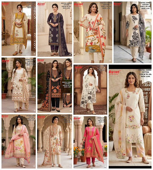 Cambric Cotton 0306 Bipson Prints Readymade Pant Style Suits Wholesale