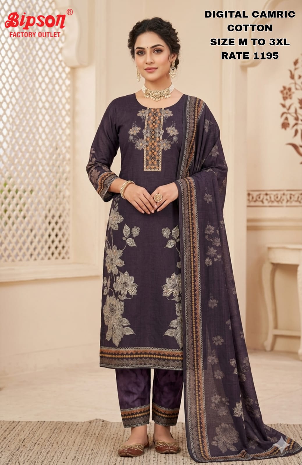 Cambric Cotton 0306 Bipson Prints Readymade Pant Style Suits Wholesale