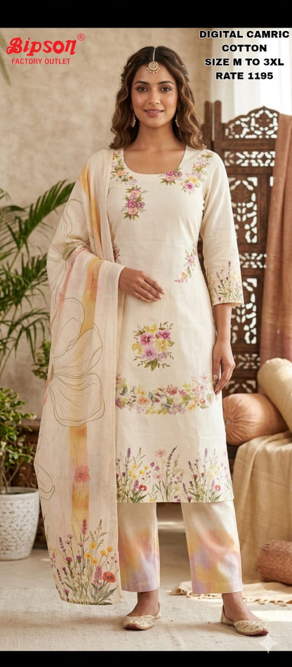 Cambric Cotton 0306 Bipson Prints Readymade Pant Style Suits Wholesale