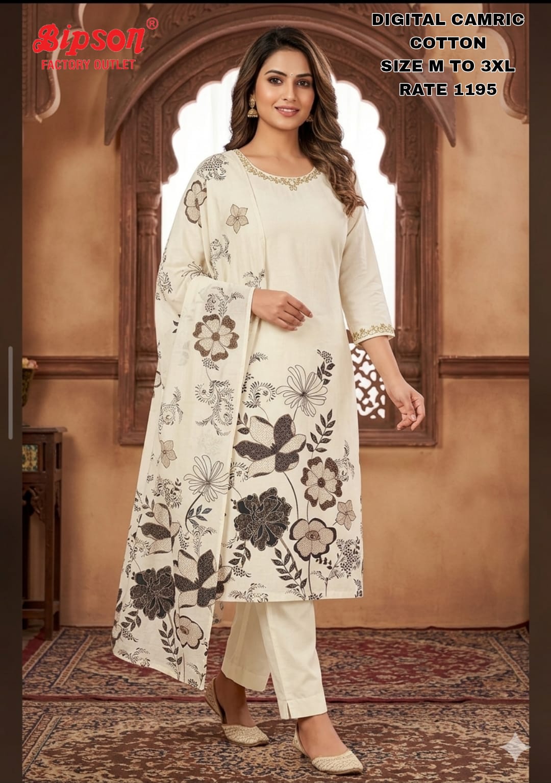 Cambric Cotton 0306 Bipson Prints Readymade Pant Style Suits Wholesale