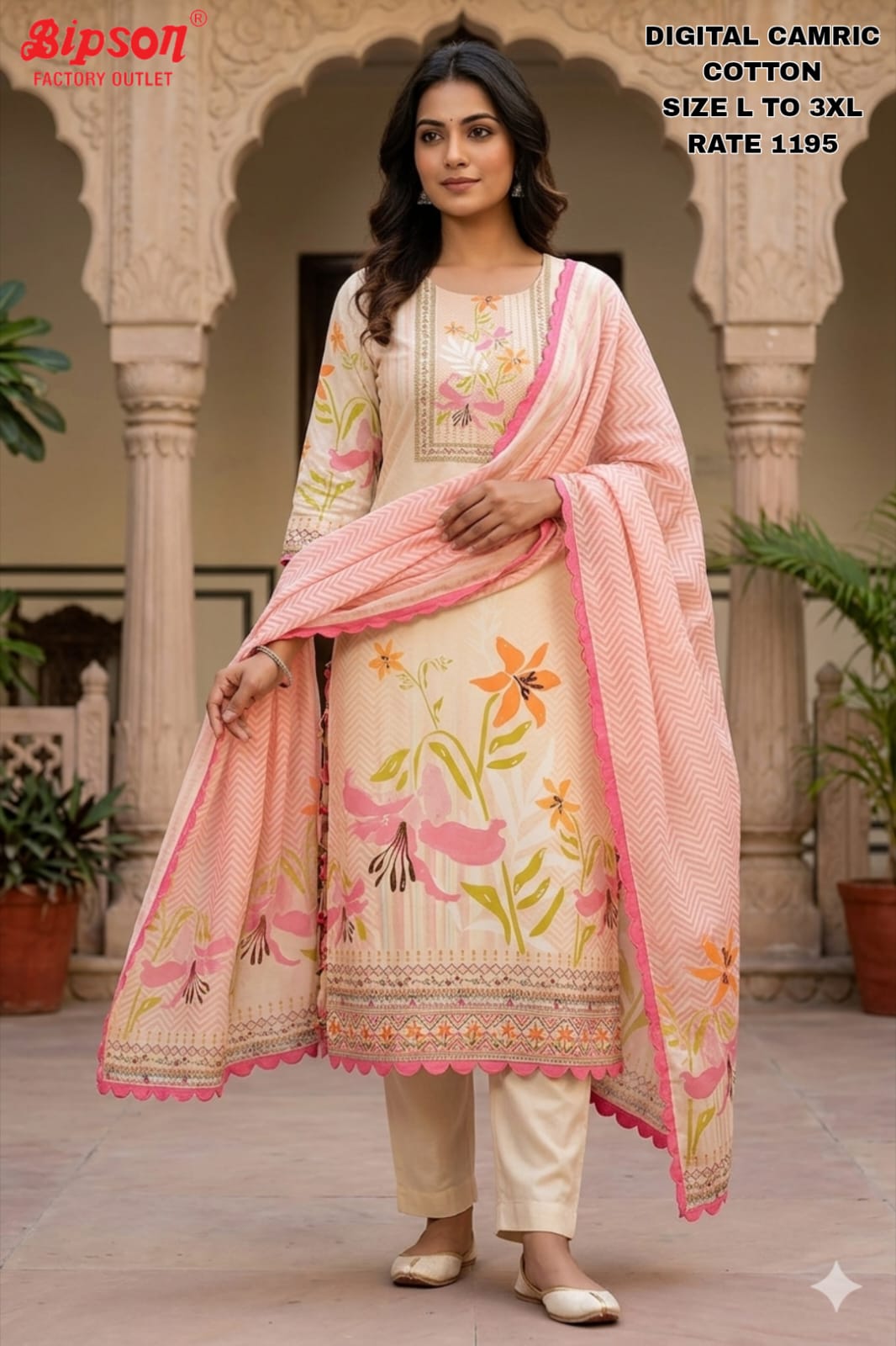 Cambric Cotton 0306 Bipson Prints Readymade Pant Style Suits Wholesale