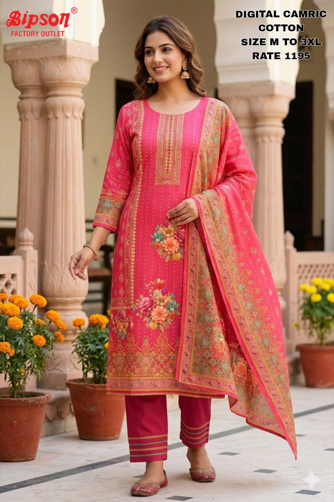 Cambric Cotton 0306 Bipson Prints Readymade Pant Style Suits Wholesale