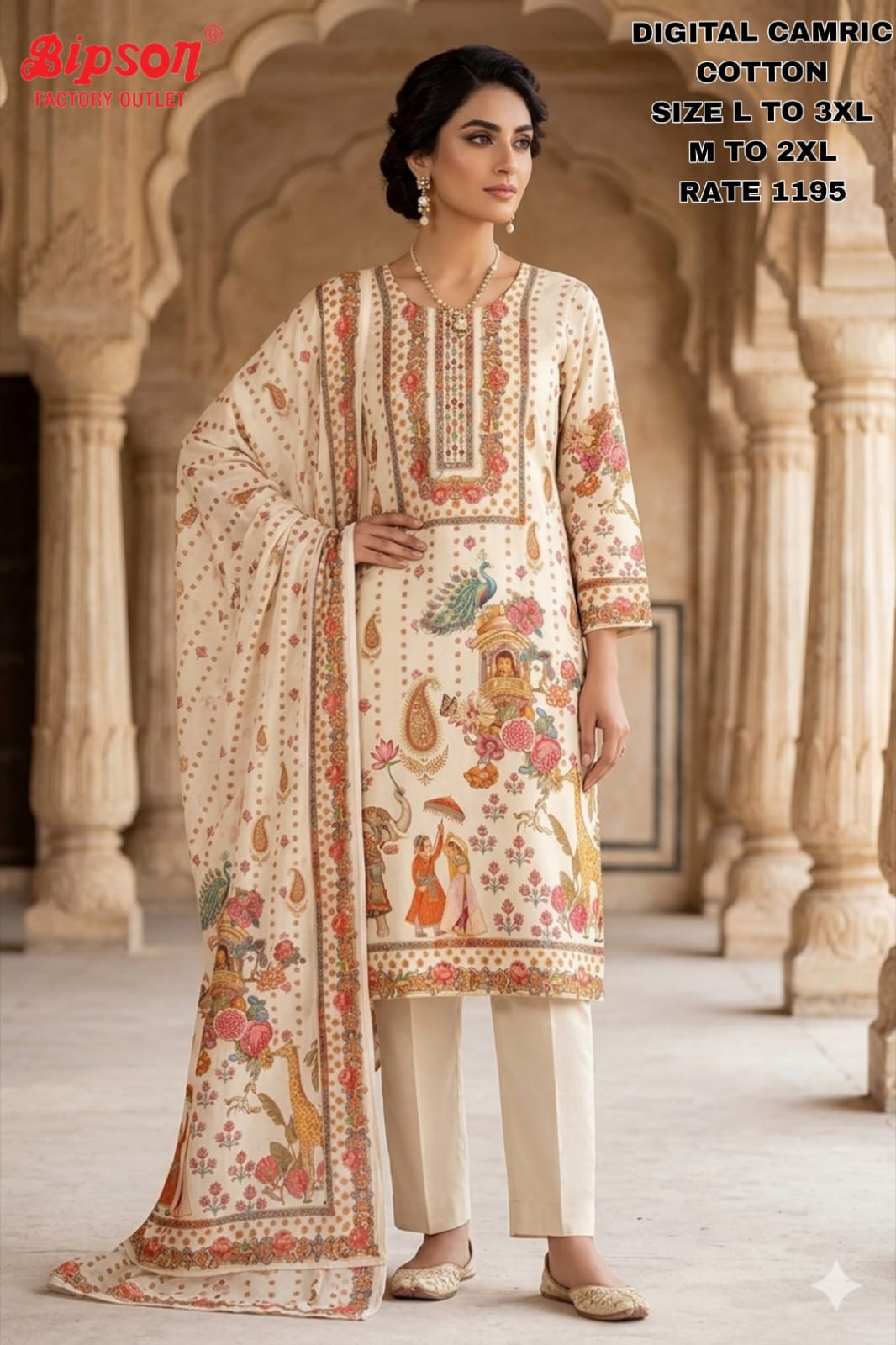Cambric Cotton 0306 Bipson Prints Readymade Pant Style Suits Wholesale