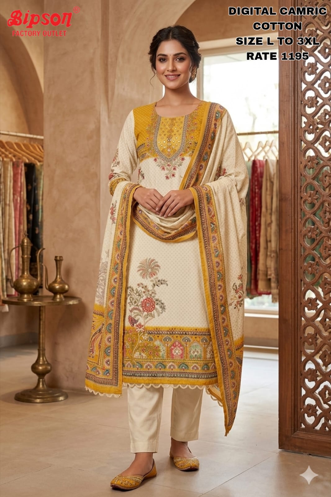 Cambric Cotton 0306 Bipson Prints Readymade Pant Style Suits Wholesale