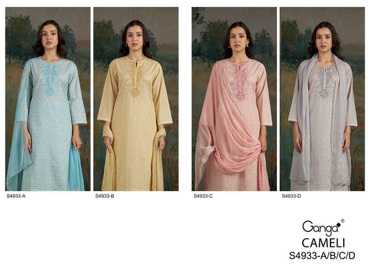 Cameli S4933 Ganga Cotton Plazzo Style Suits Wholesale