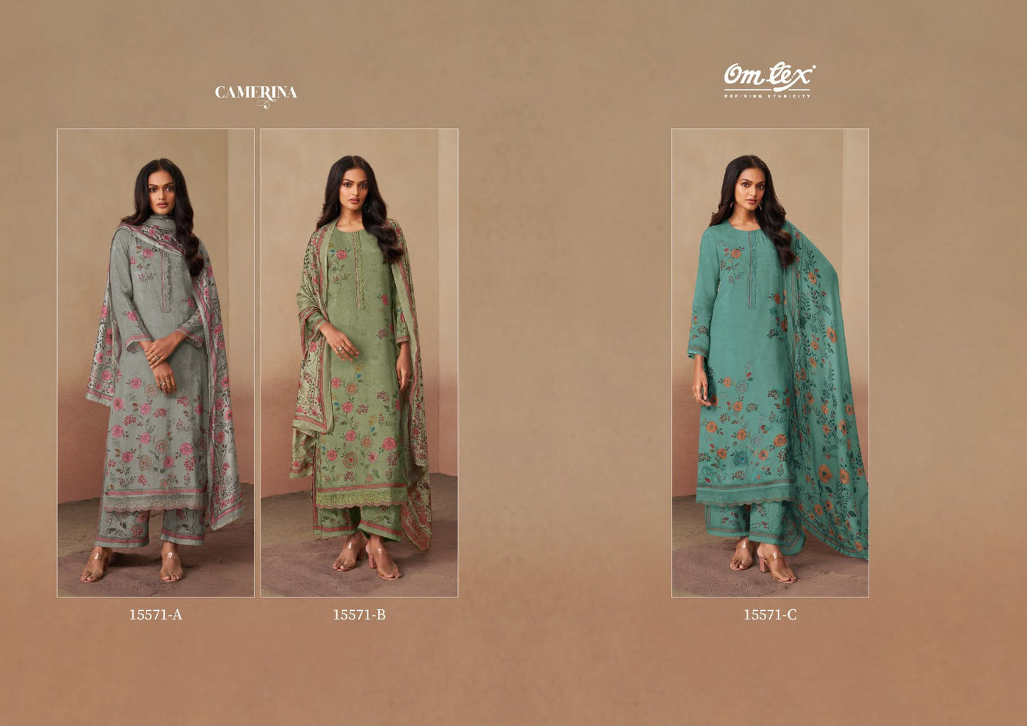 Camerina Omtex Muslin Pant Style Suits Wholesaler Ahmedabad