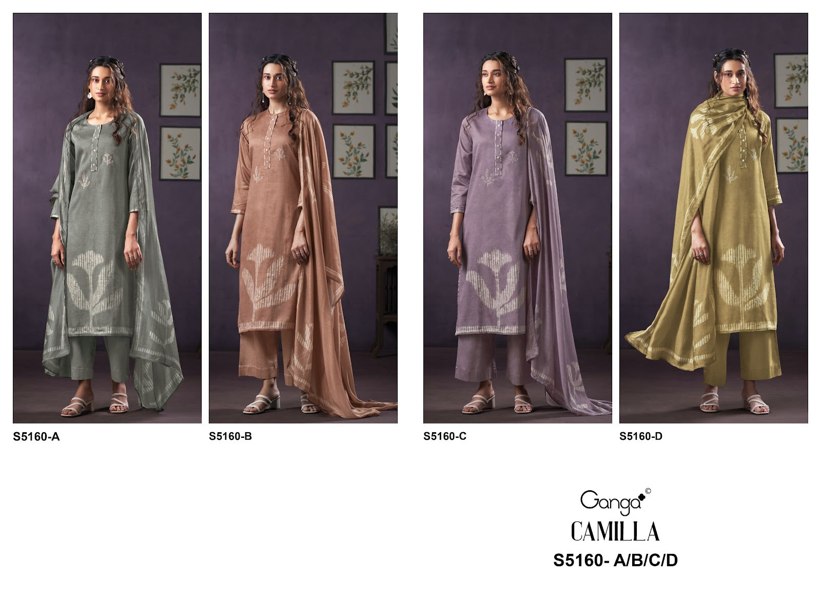 Camilla S5160 Ganga Cotton Satin Pant Style Suits Supplier Gujarat