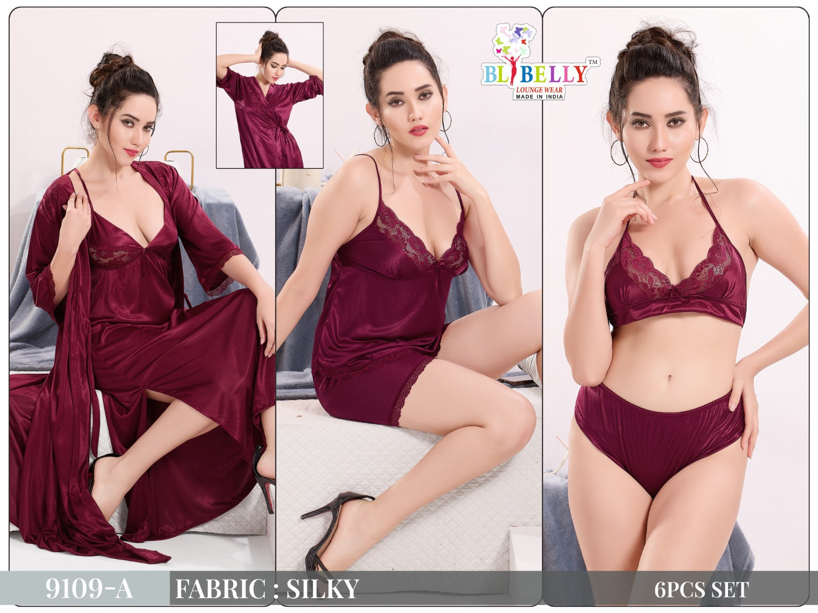 Camisole Robe Slip Bra Panty Shorts Belly Satin Pcs Nighty Manufacturer Ahmedabad