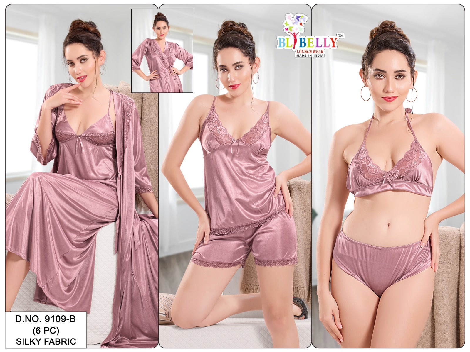 Camisole Robe Slip Bra Panty Shorts Belly Satin Pcs Nighty Manufacturer Ahmedabad