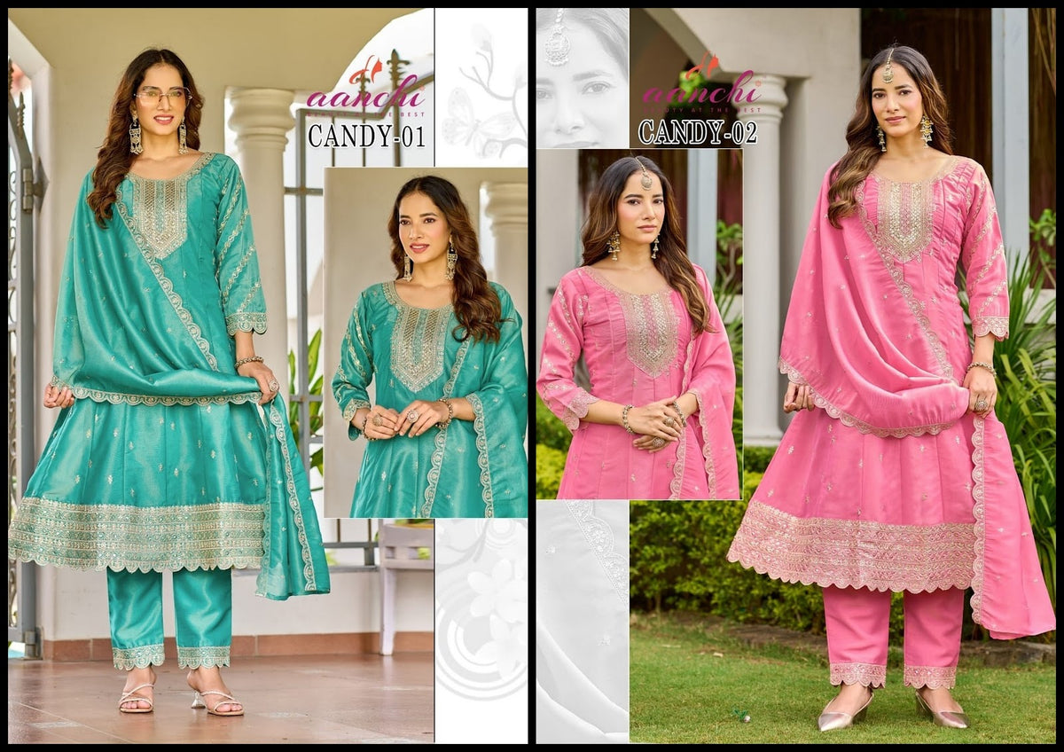 Candy 01-02 Aanchi Cosmos Readymade Anarkali Suits Manufacturer
