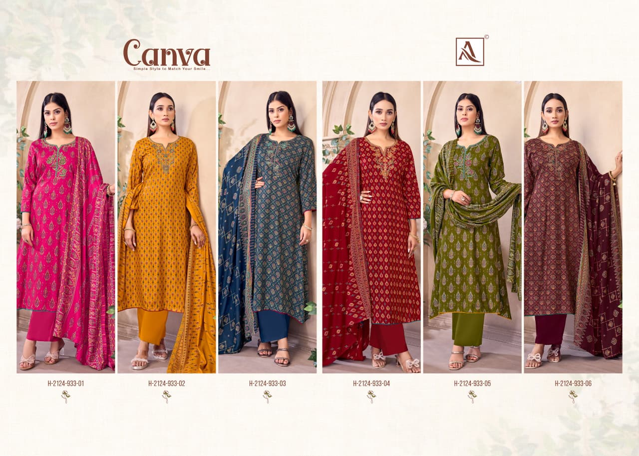 Canva Alok Viscose Karachi Pashmina Salwar Suits Supplier Gujarat