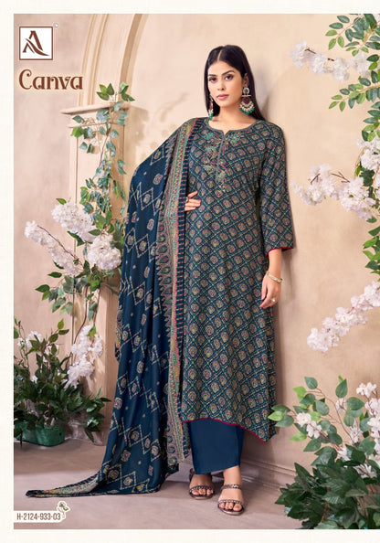 Canva Alok Viscose Karachi Pashmina Salwar Suits Supplier Gujarat