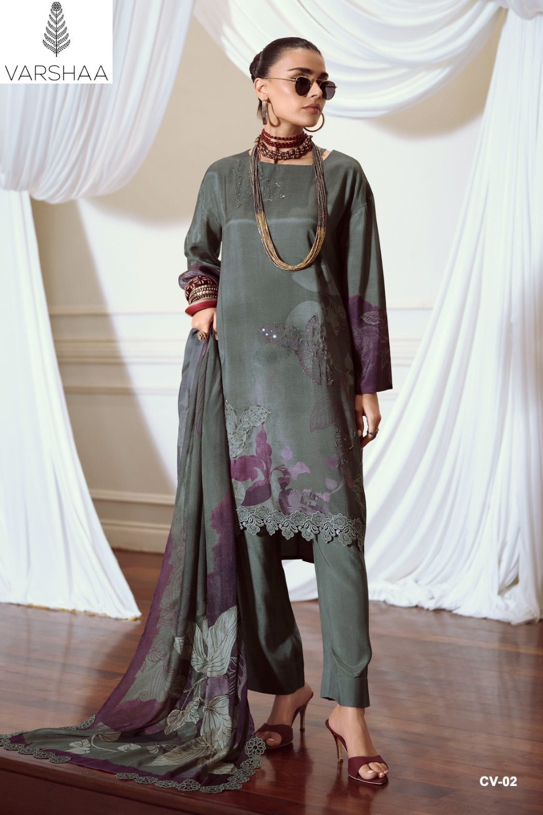 Canvas Varshaa Viscose Muslin Pant Style Suits Wholesaler Gujarat