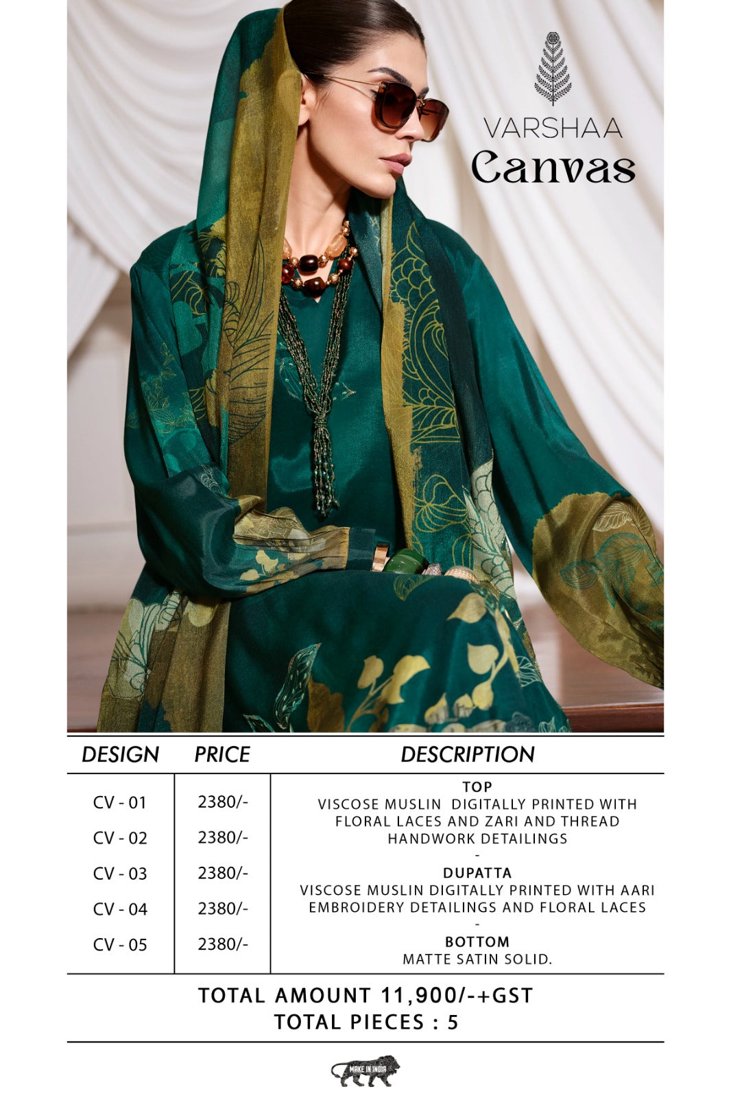 Canvas Varshaa Viscose Muslin Pant Style Suits Wholesaler Gujarat