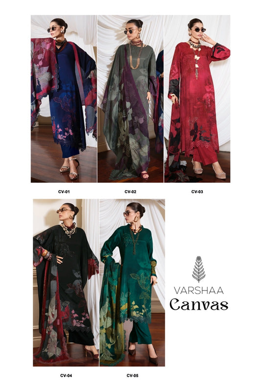 Canvas Varshaa Viscose Muslin Pant Style Suits Wholesaler Gujarat