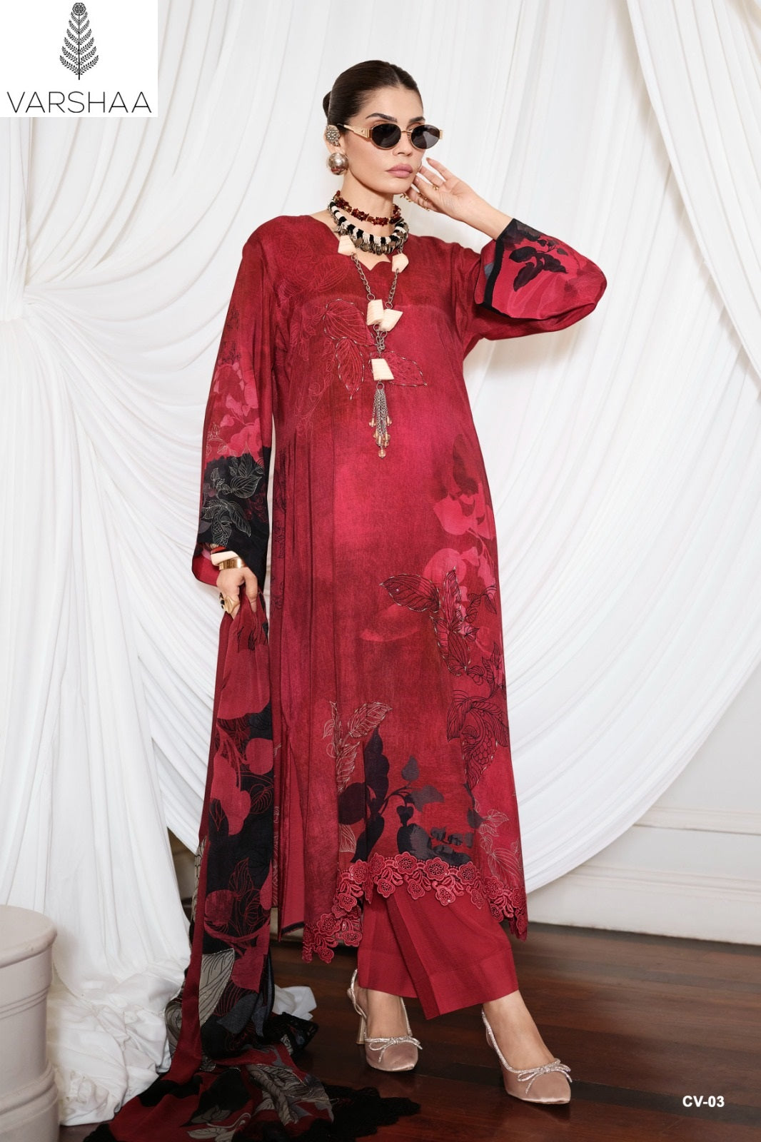 Canvas Varshaa Viscose Muslin Pant Style Suits Wholesaler Gujarat