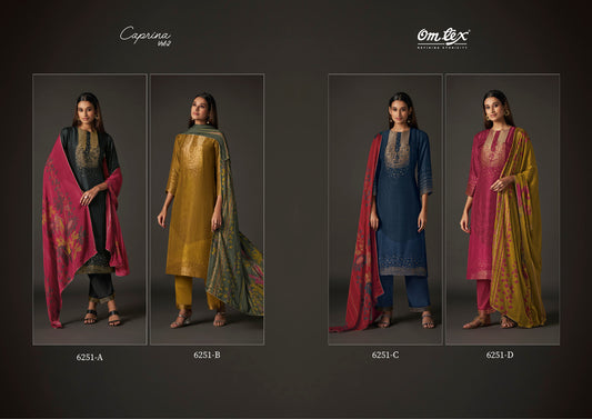 Caprina Vol 2 6251 Omtex Silk Jacquard Pant Style Suits Exporter