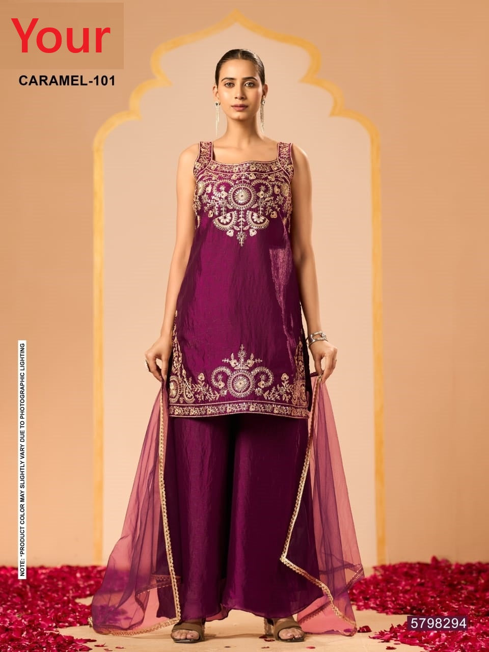 Caramel Your Shimmer Readymade Suits Wholesale Price
