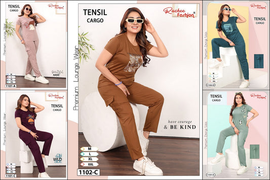 Cargo 1101-1102 Dn Ruchee Fashion Tencil Pyjama Night Suits Exporter India