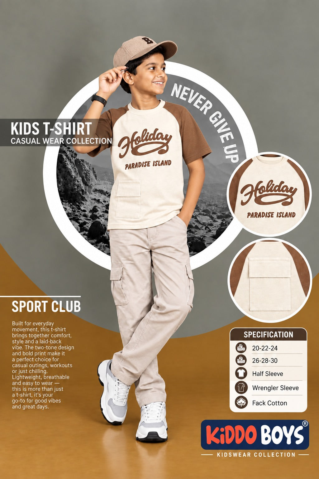 Cargo Pocket 0810 Kiddo Cotton Boys Tshirt Supplier Ahmedabad