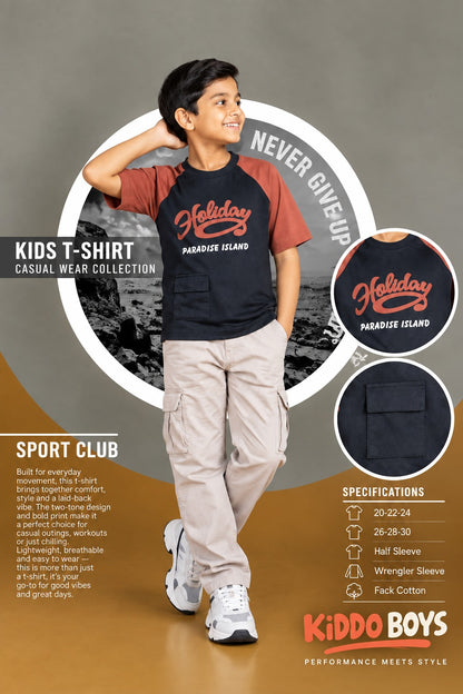 Cargo Pocket 0810 Kiddo Cotton Boys Tshirt Supplier Ahmedabad