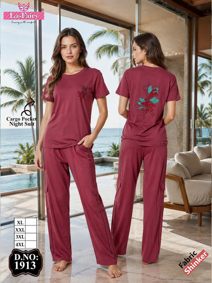 Cargo Pocket Design 1913 La Fairy Sinker Pyjama Night Suits Manufacturer India