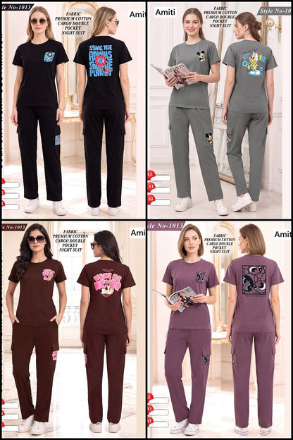 Cargo Style 1013 Amiti Cotton Hosiery Pyjama Night Suits Wholesaler Ahmedabad
