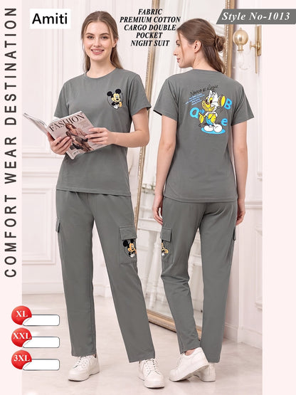 Cargo Style 1013 Amiti Cotton Hosiery Pyjama Night Suits Wholesaler Ahmedabad