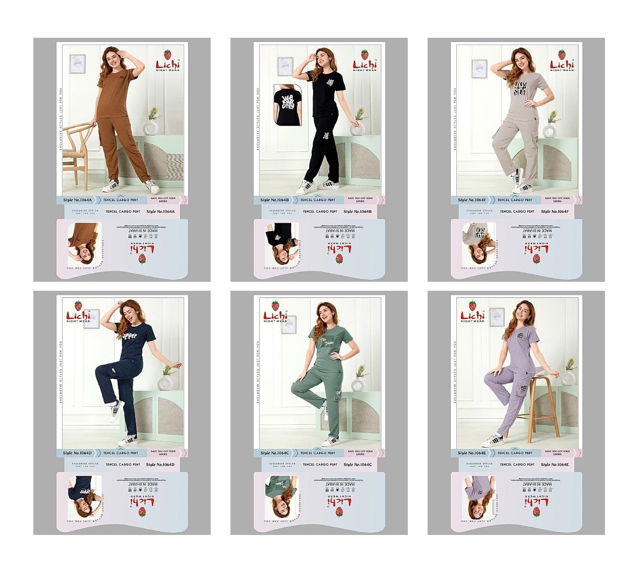 Cargo Style 1064 Lichi Tencil Pyjama Night Suits Supplier India