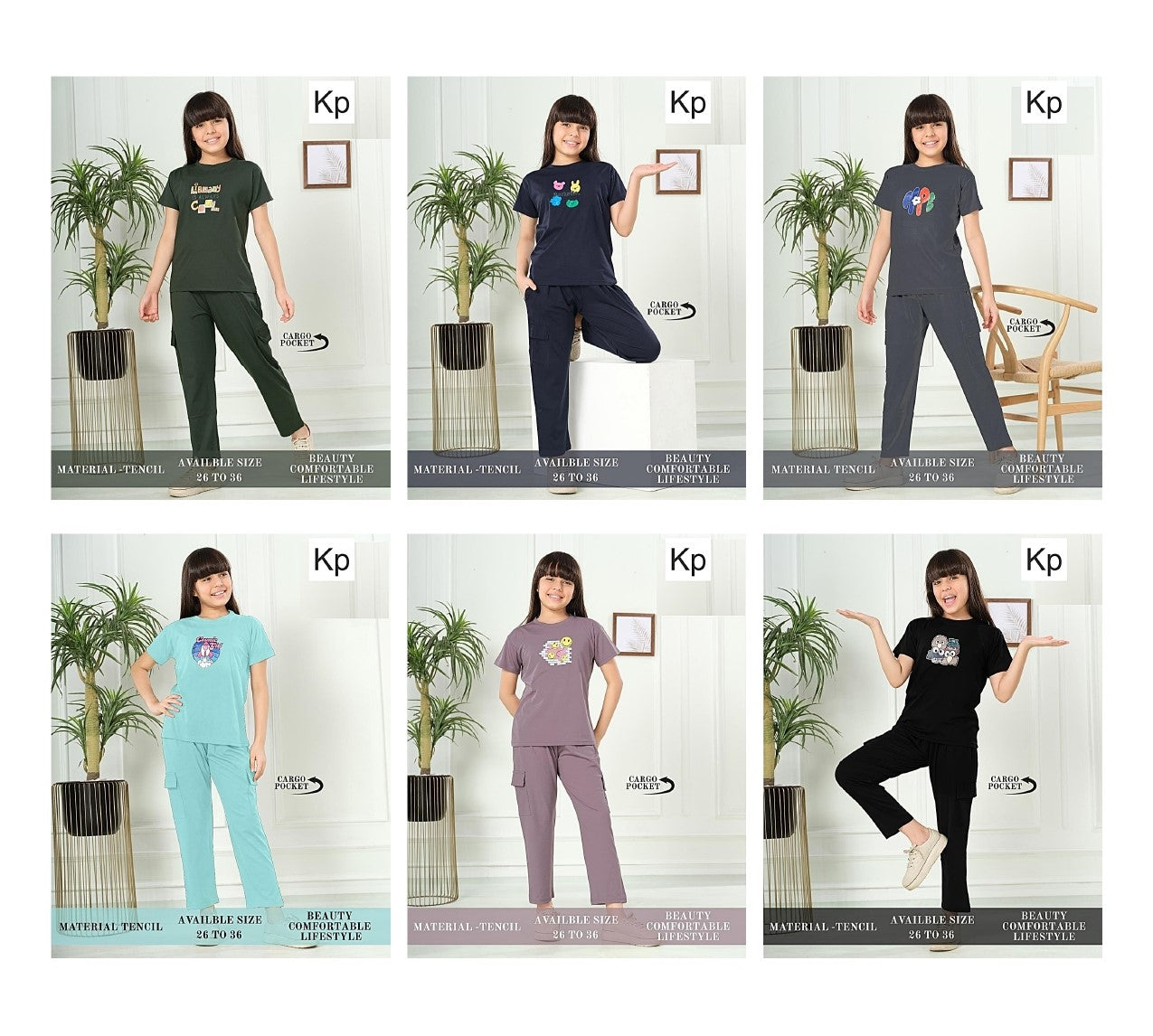 Cargo Style 2608 Kp Tencil Girls Pant Set Exporter India