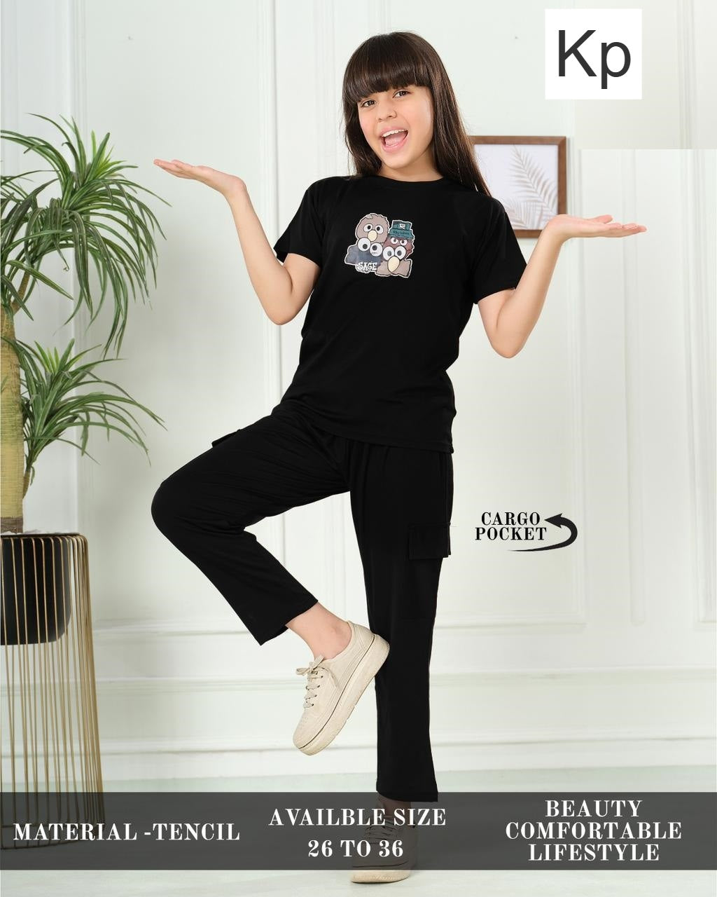 Cargo Style 2608 Kp Tencil Girls Pant Set Exporter India