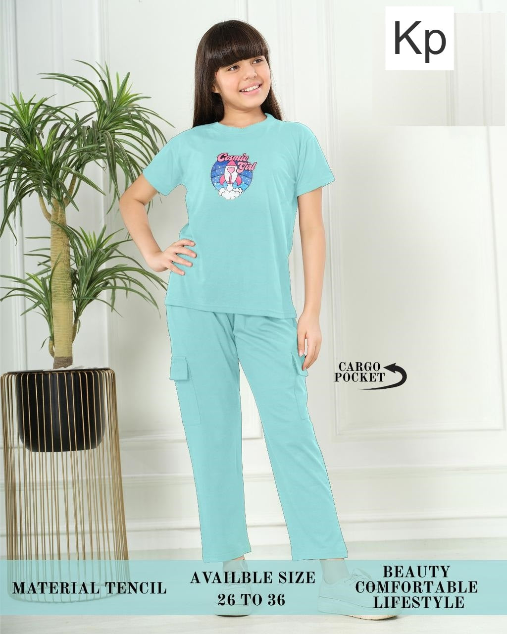 Cargo Style 2608 Kp Tencil Girls Pant Set Exporter India