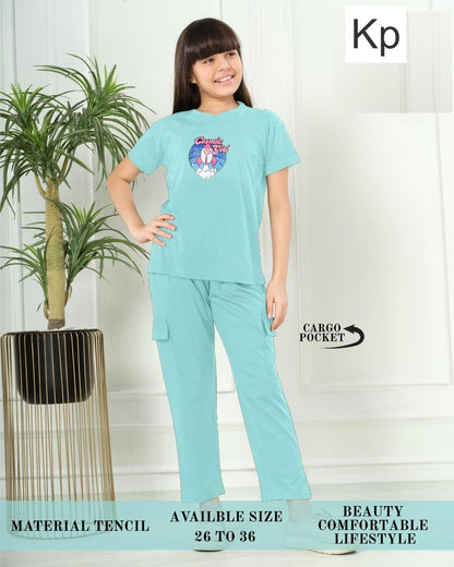 Cargo Style 2608 Kp Tencil Girls Pant Set Exporter India