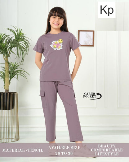Cargo Style 2608 Kp Tencil Girls Pant Set Exporter India