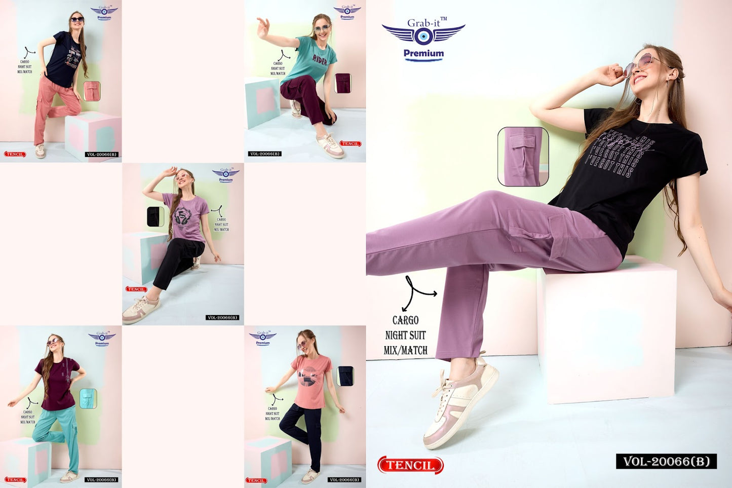 Cargo Style Vol 20066 B Grab It Tencil Pyjama Night Suits Manufacturer India