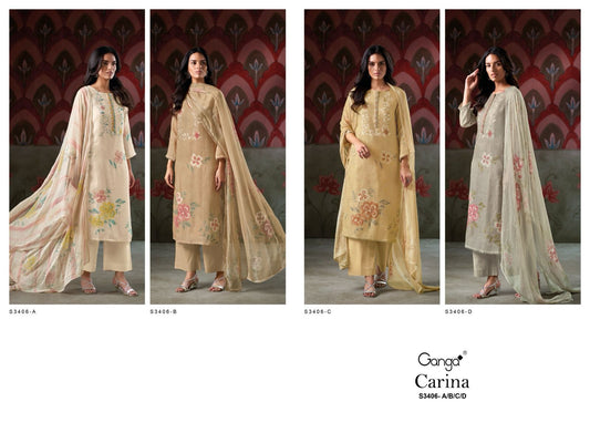 Carina 3406 Ganga Linen Plazzo Style Suits Exporter Gujarat