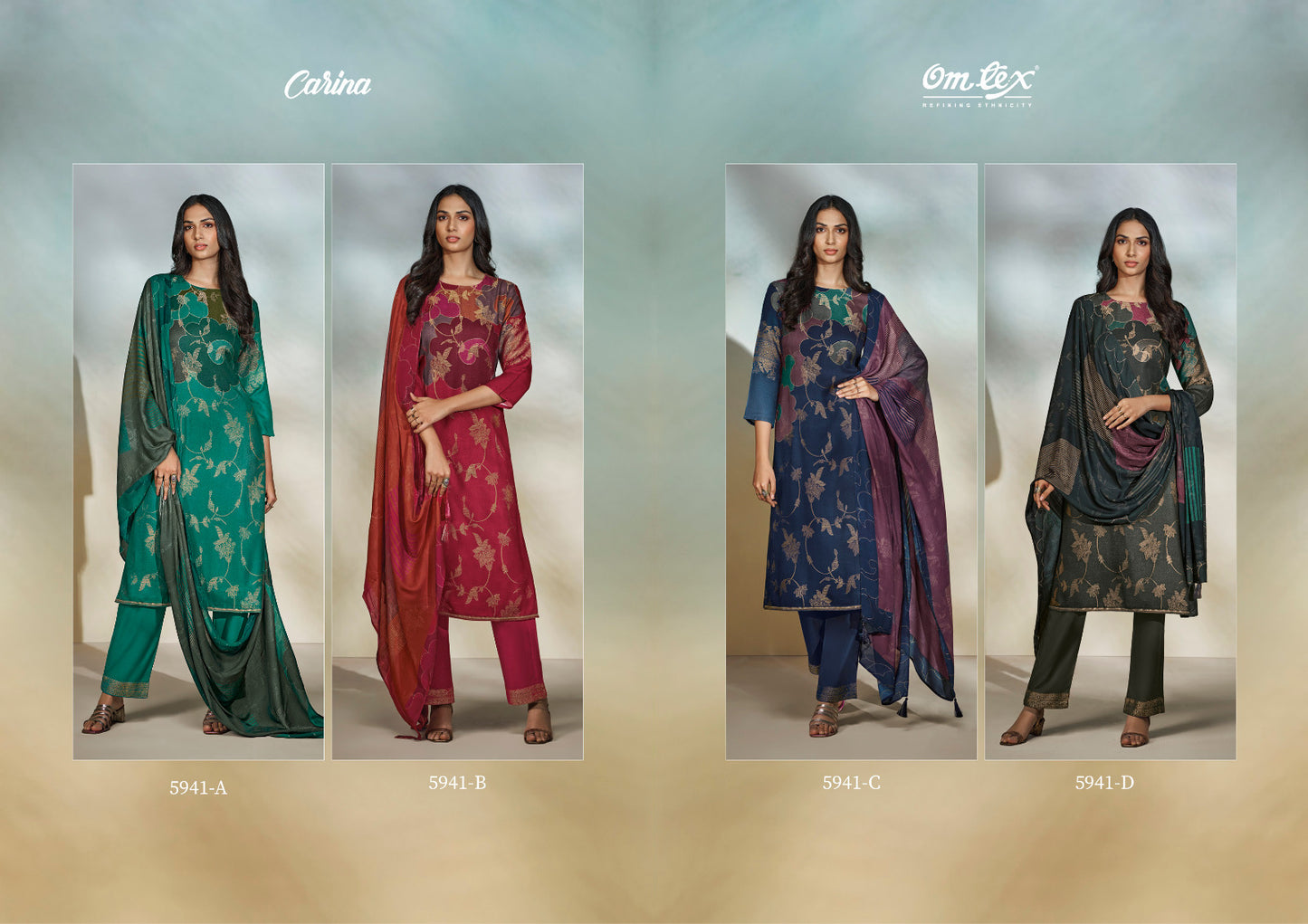 Carina 5941 Omtex Pashmina Suits Manufacturer Ahmedabad
