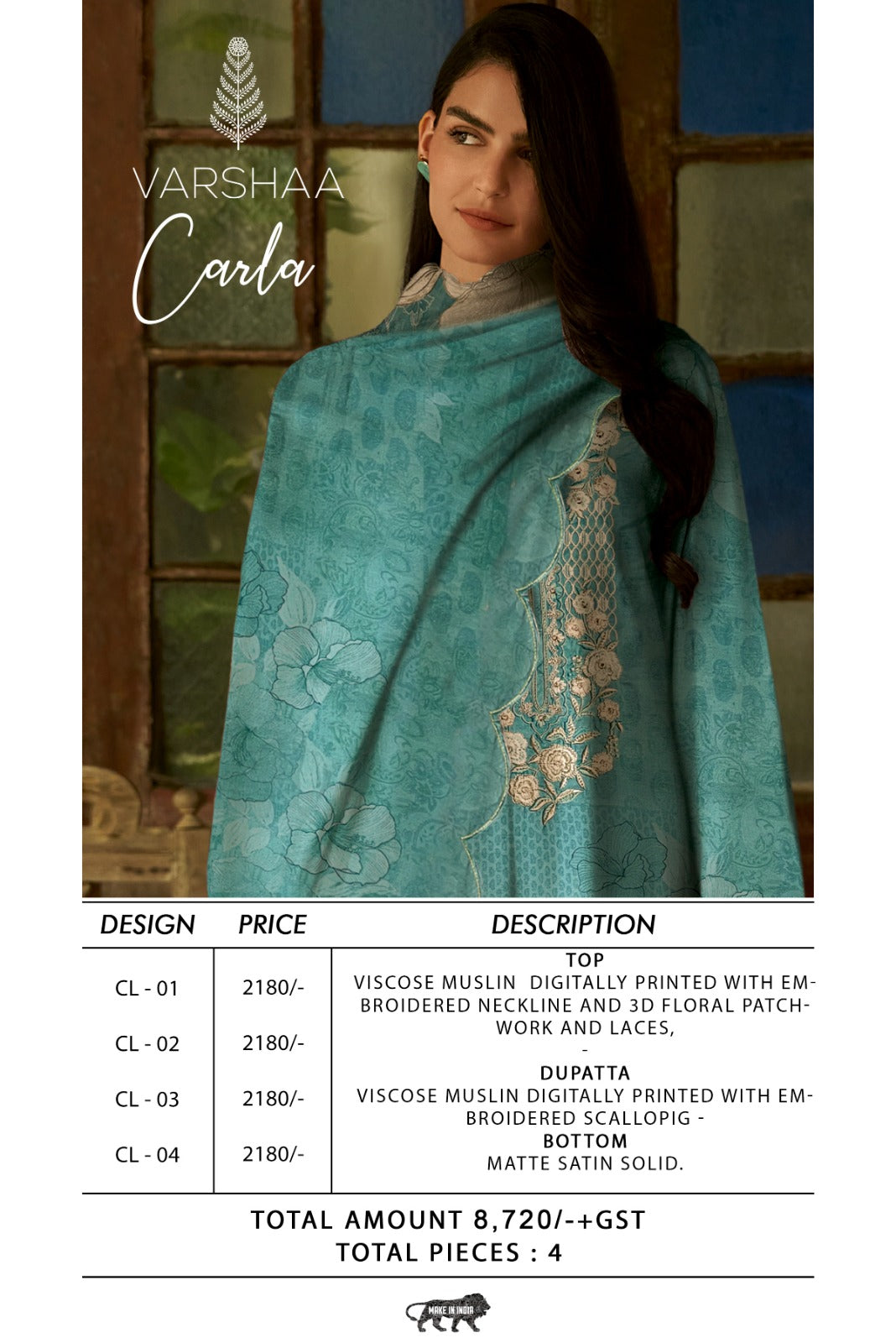 Carla Varshaa Viscose Muslin Pant Style Suits Wholesale Rate