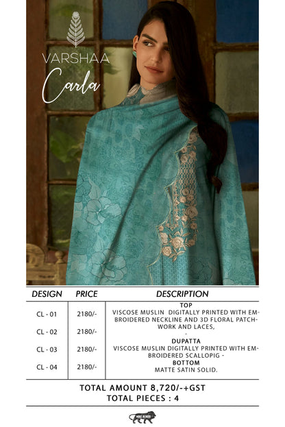 Carla Varshaa Viscose Muslin Pant Style Suits Wholesale Rate