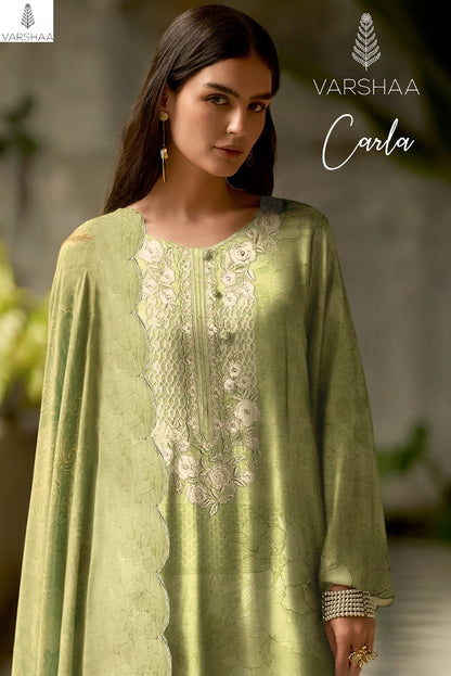 Carla Varshaa Viscose Muslin Pant Style Suits Wholesale Rate