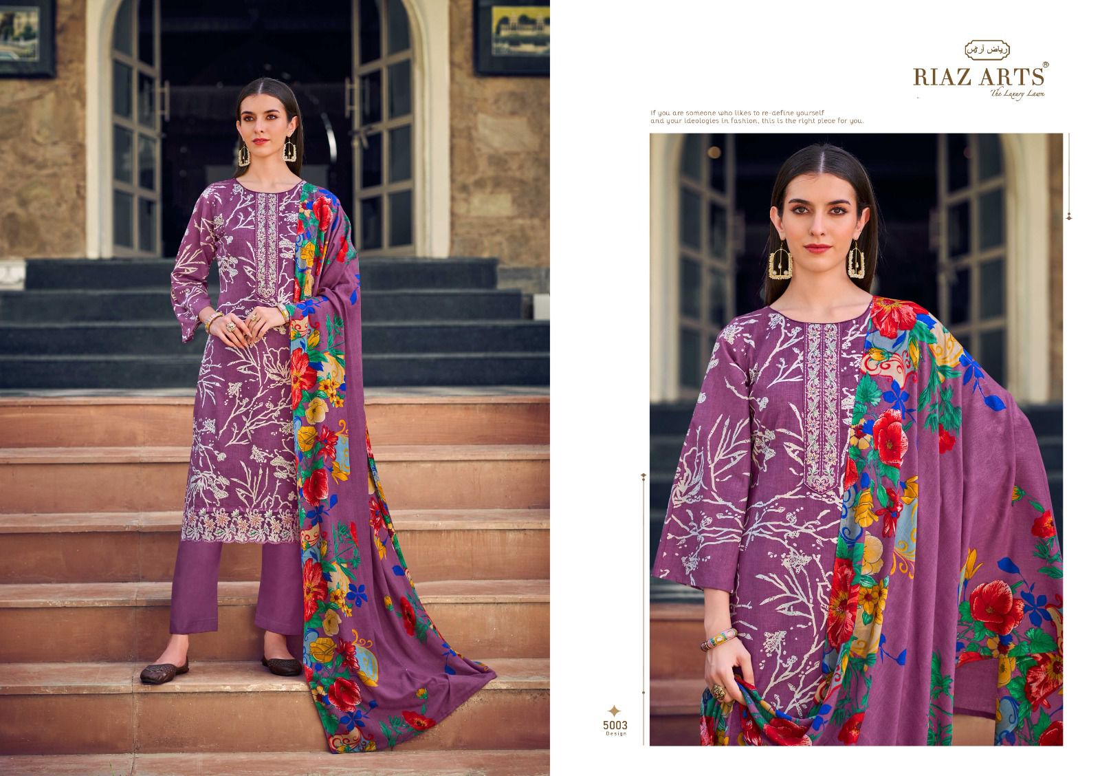 Carnation Riaz Art Cambric Lawn Karachi Salwar Suits Manufacturer Ahmedabad