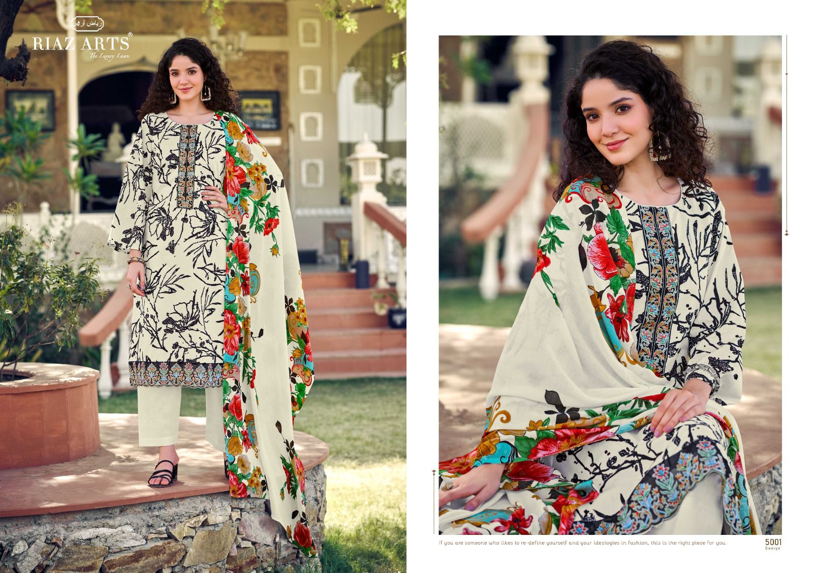 Carnation Riaz Art Cambric Lawn Karachi Salwar Suits Manufacturer Ahmedabad