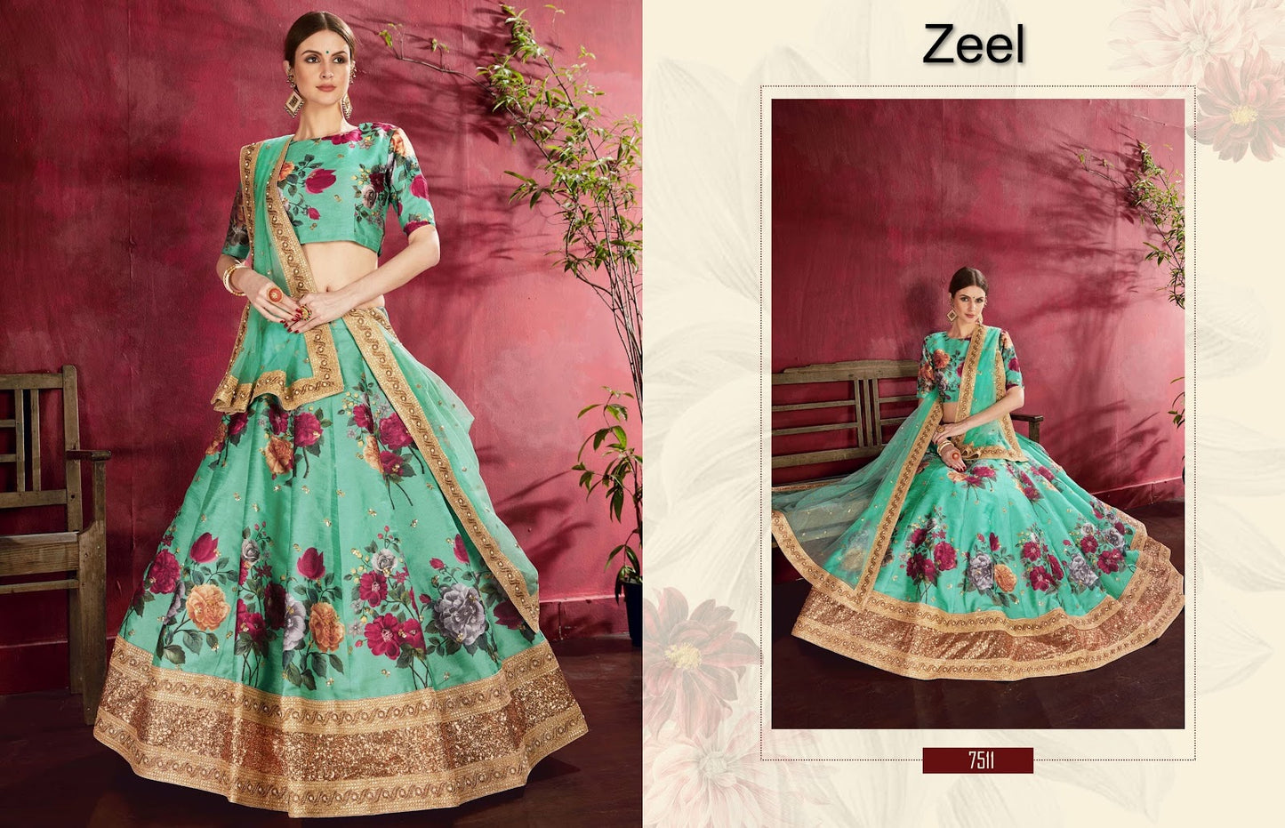 Carnations Zeel Banglori Silk Lehenga Choli Wholesale Rate