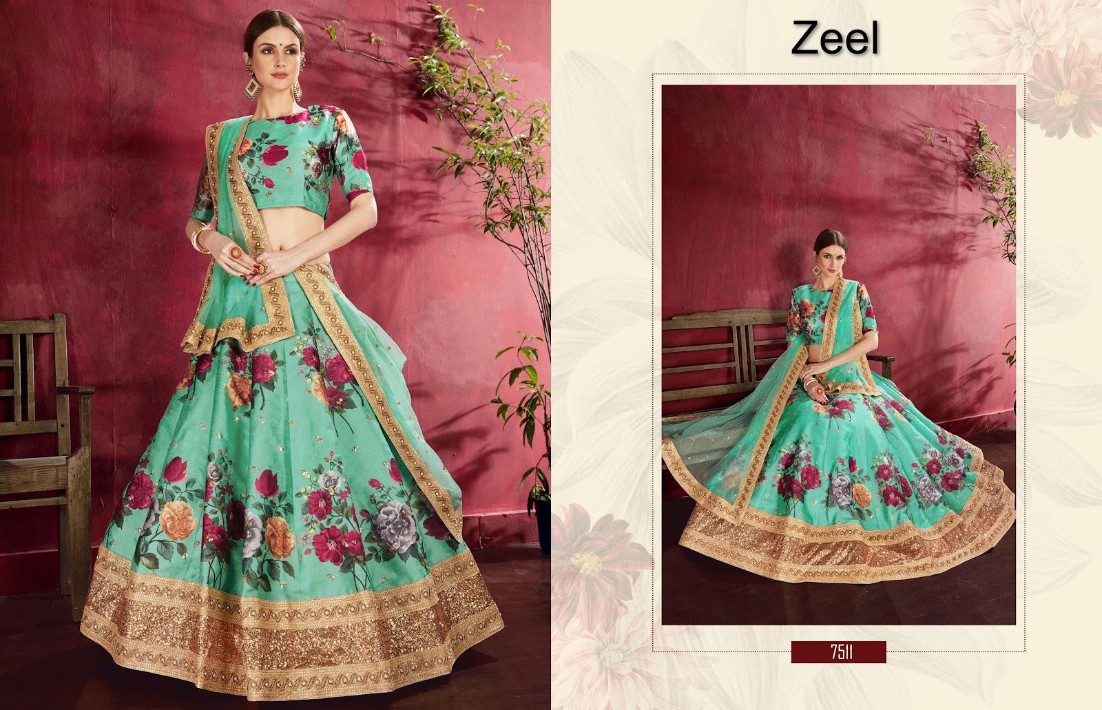 Carnations Zeel Banglori Silk Lehenga Choli Wholesale Rate