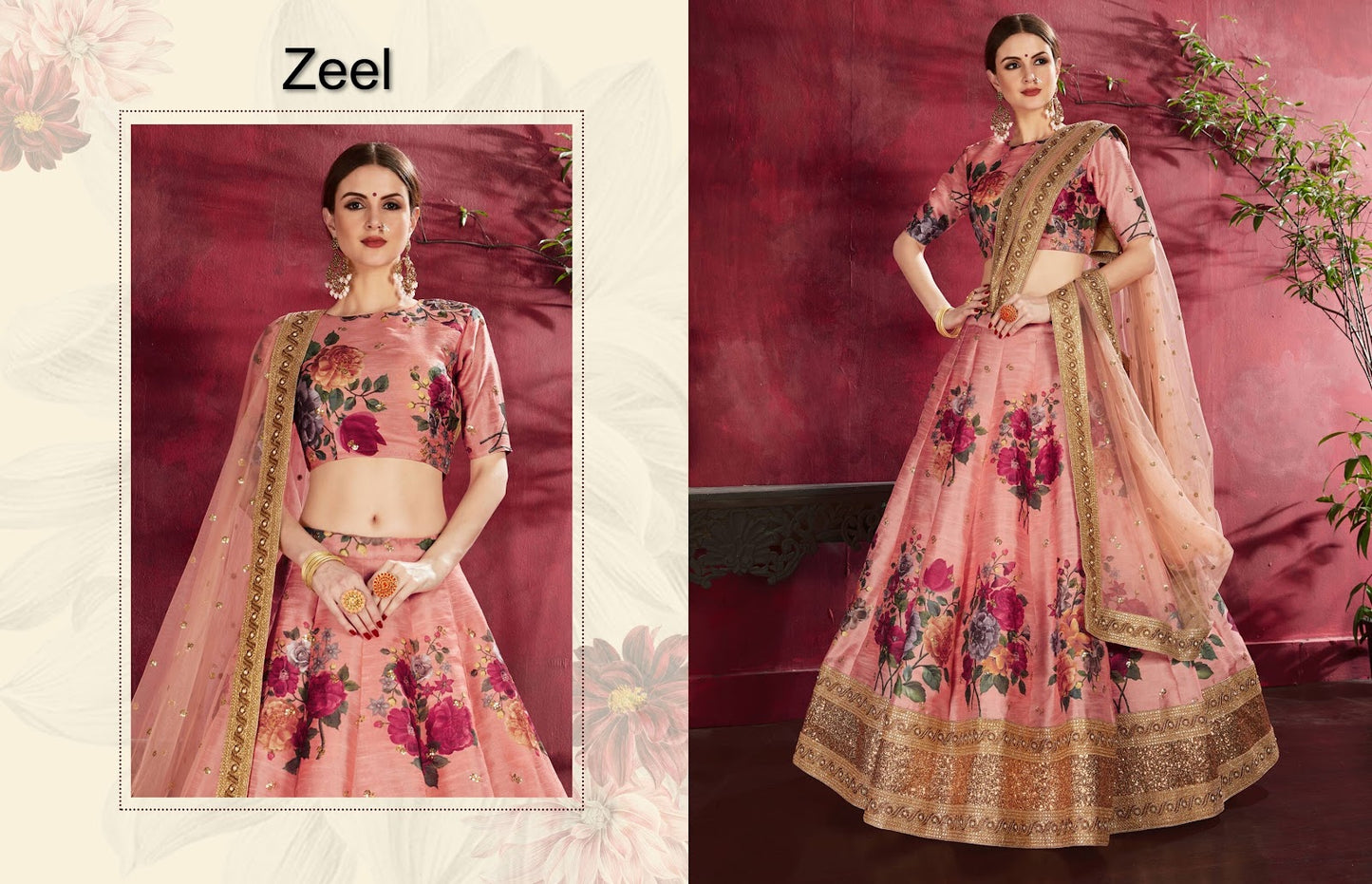 Carnations Zeel Banglori Silk Lehenga Choli Wholesale Rate