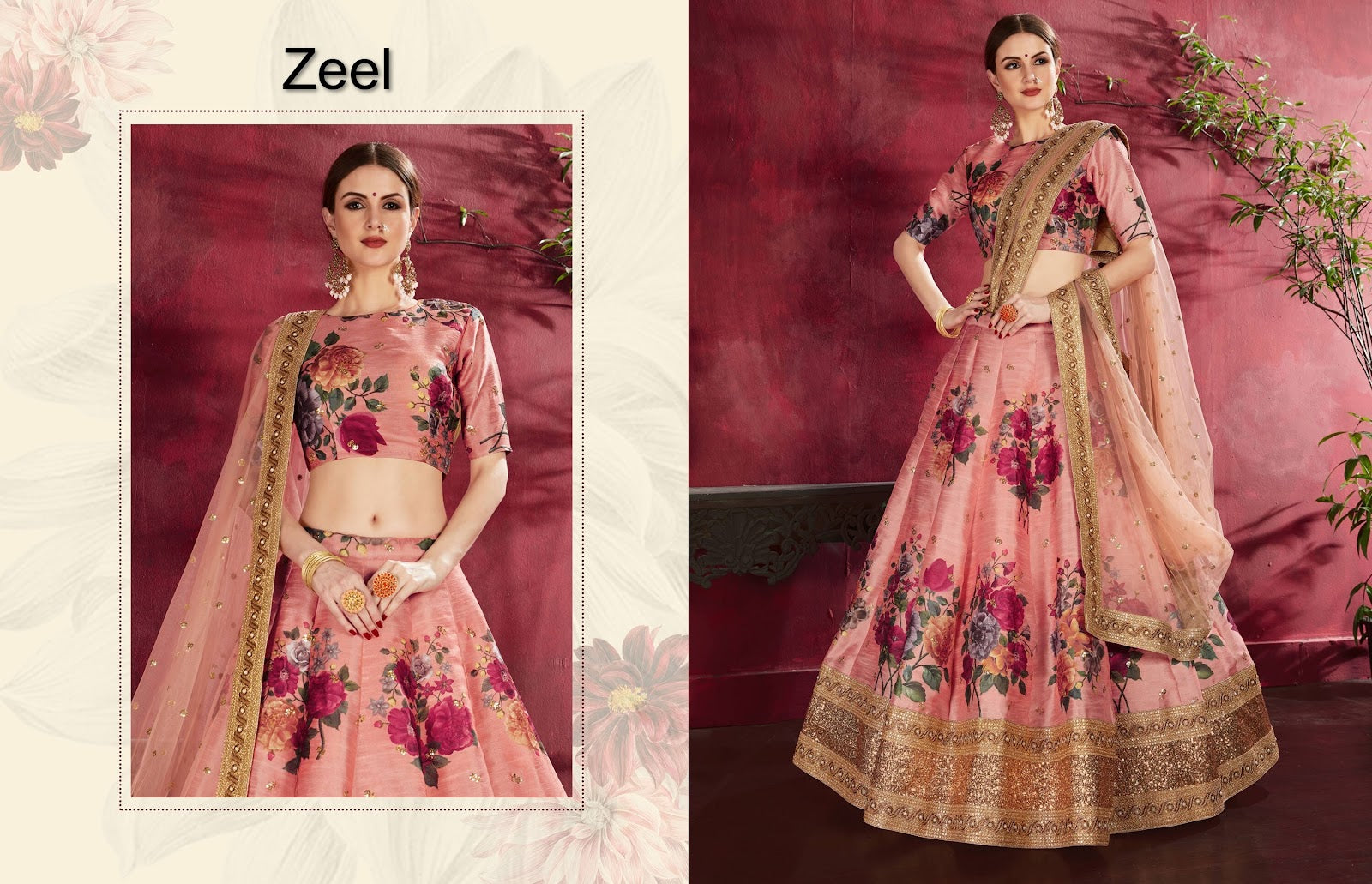 Carnations Zeel Banglori Silk Lehenga Choli Wholesale Rate