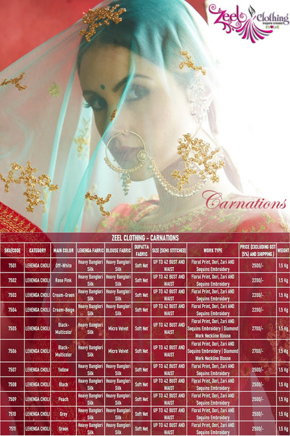 Carnations Zeel Banglori Silk Lehenga Choli Wholesale Rate