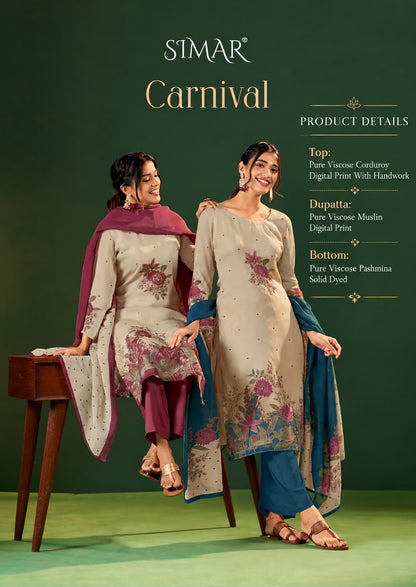 Carnival Corduroy Simar Viscose Pant Style Suits Manufacturer Gujarat