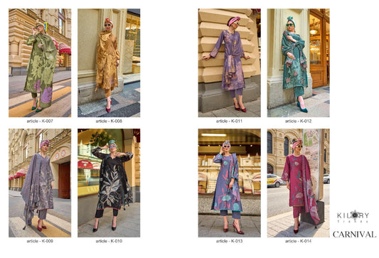 Carnival Kilory Viscose Muslin Pant Style Suits Wholesaler Ahmedabad