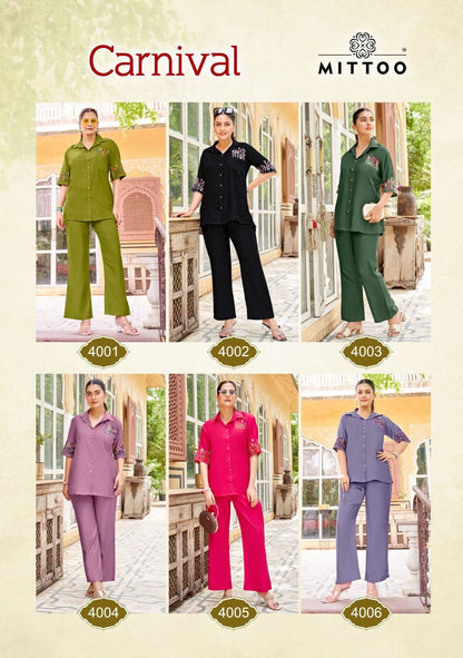 Carnival Mittoo Viscose Weaving Co Ord Set Wholesaler